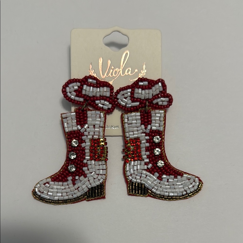 New Viola Beaded Boot Earrings